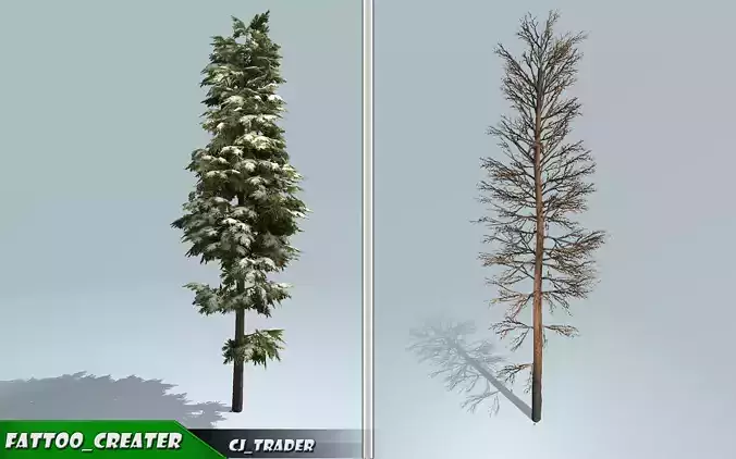 Realitsic Scots pine Winter Tree Pack 3d Model Low-poly 3D model
