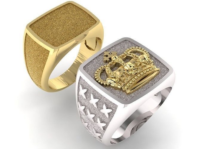 male signet with crown  3D print model