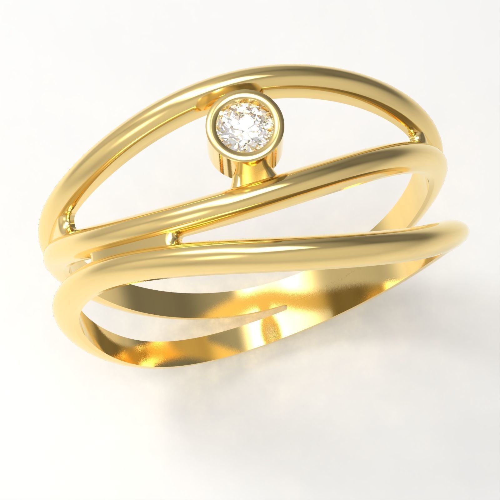 RIng Diamond Twig 3D print model_2