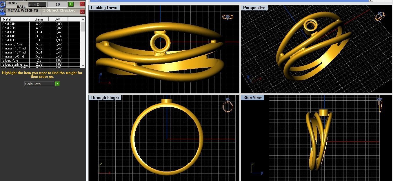 RIng Diamond Twig 3D print model_4