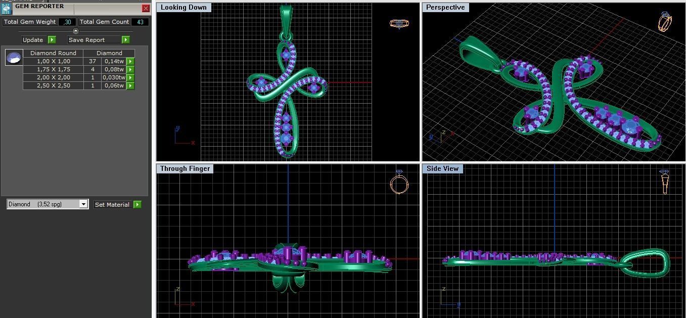 Pendant diamond cross 3D print model_4