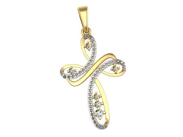 Pendant diamond cross 3D print model_1