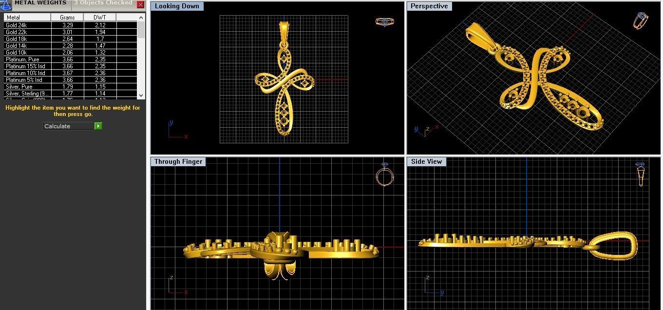 Pendant diamond cross 3D print model_3