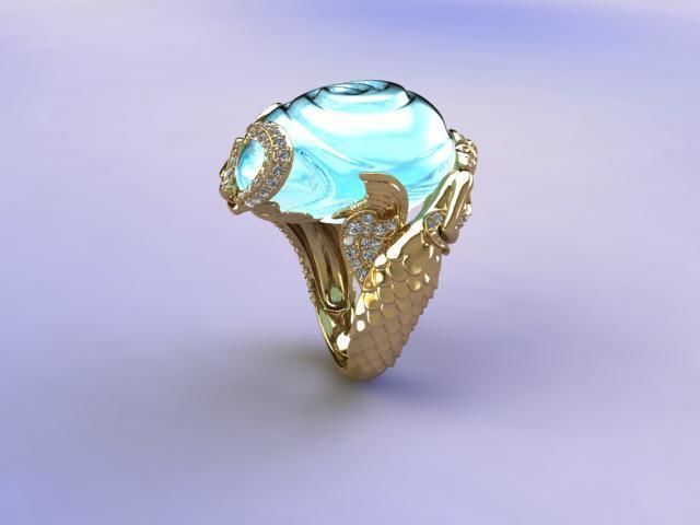 Ring Mermaid in Magerit style Free 3D print model_4