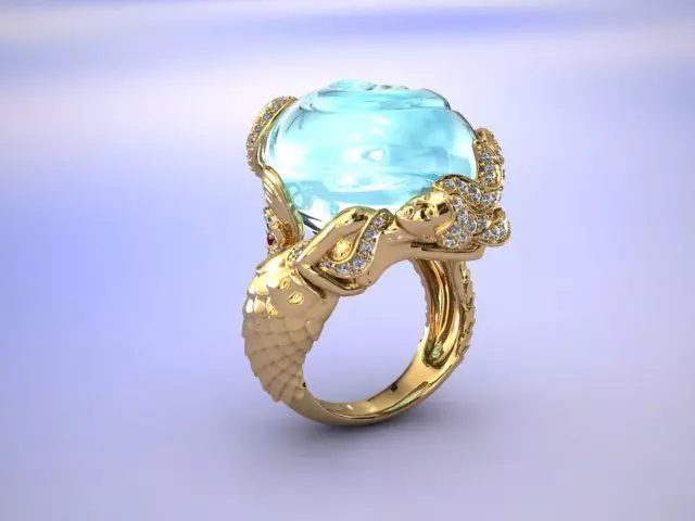 Ring Mermaid in Magerit style Free 3D print model_0