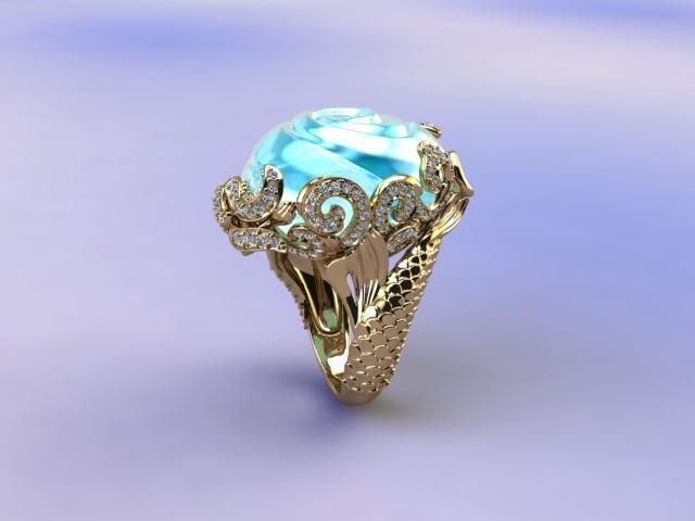Ring Mermaid in Magerit style Free 3D print model_8