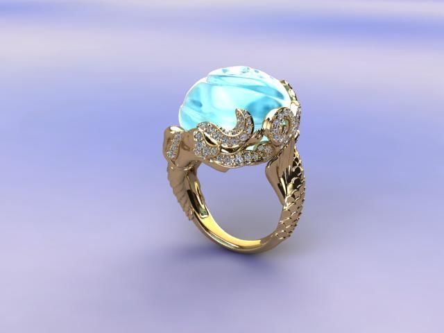 Ring Mermaid in Magerit style Free 3D print model_1