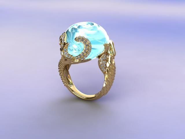 Ring Mermaid in Magerit style Free 3D print model_5