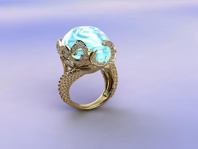 Ring Mermaid in Magerit style Free 3D print model_6
