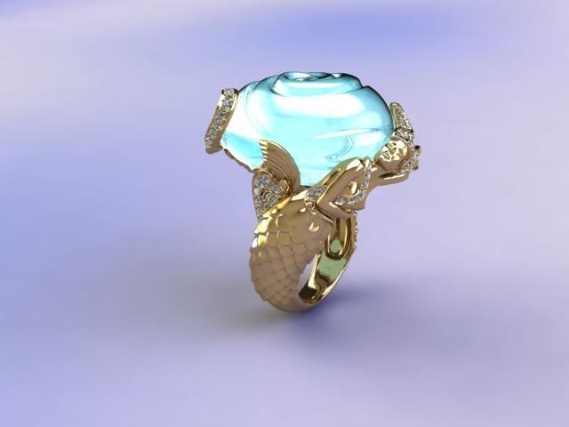 Ring Mermaid in Magerit style Free 3D print model_3