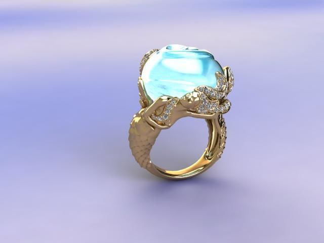 Ring Mermaid in Magerit style Free 3D print model_2
