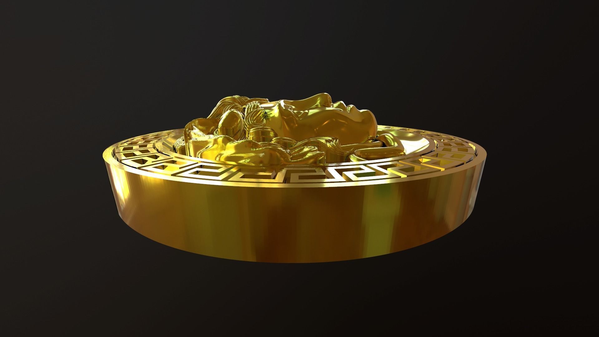 Medusa gold coin with head of 3D print model_3