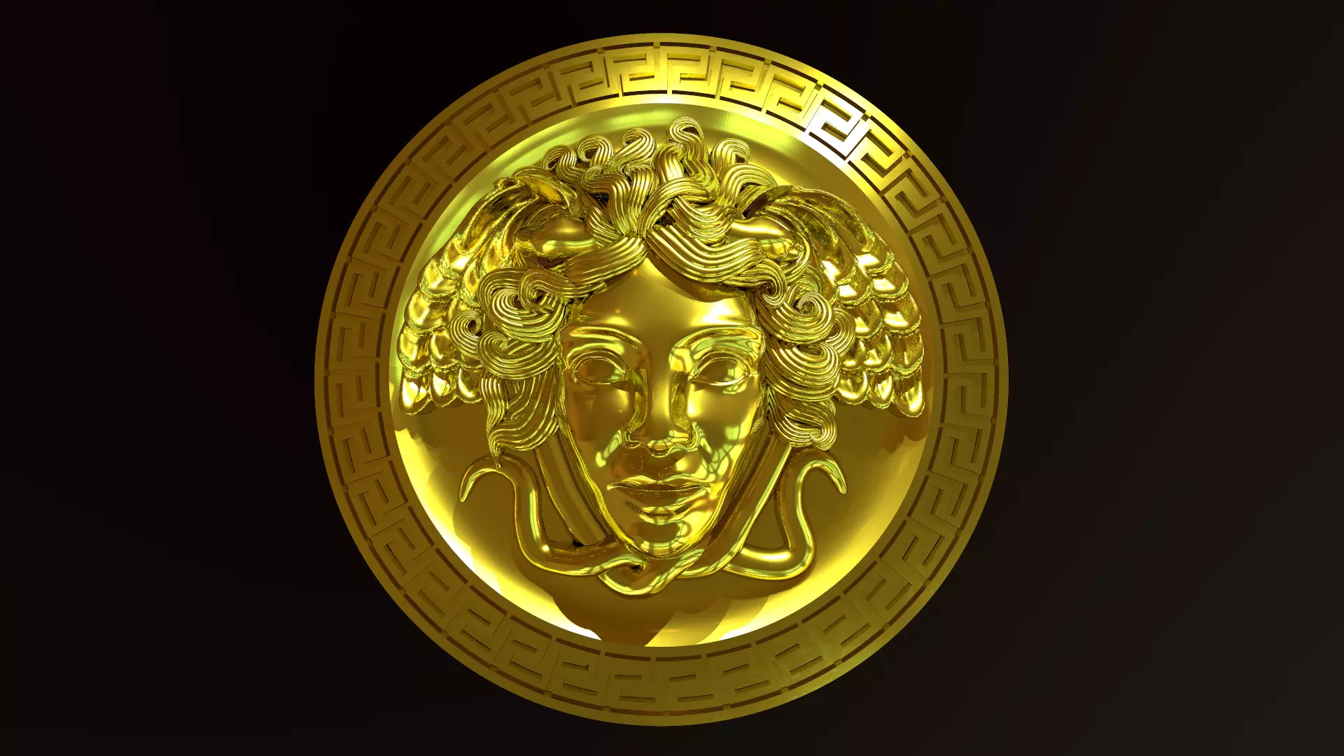 Medusa gold coin with head of 3D print model_0