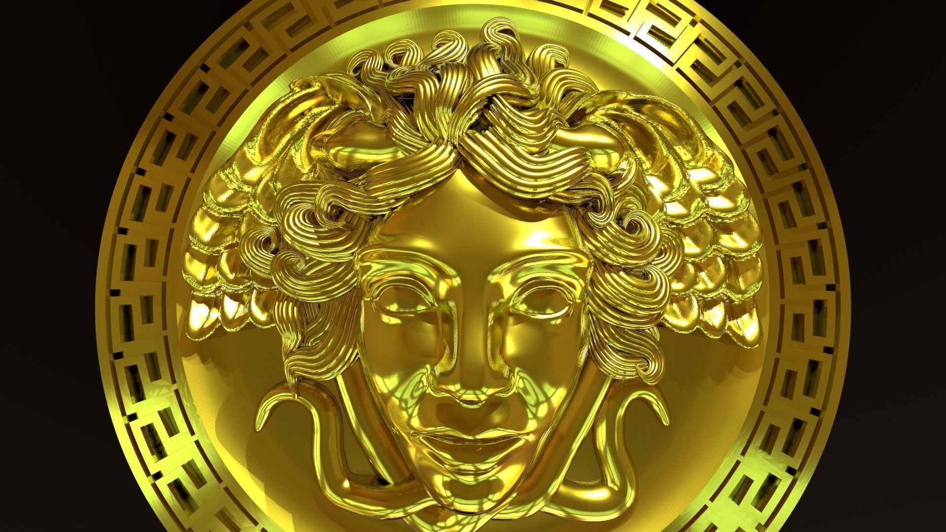 Medusa gold coin with head of 3D print model_2