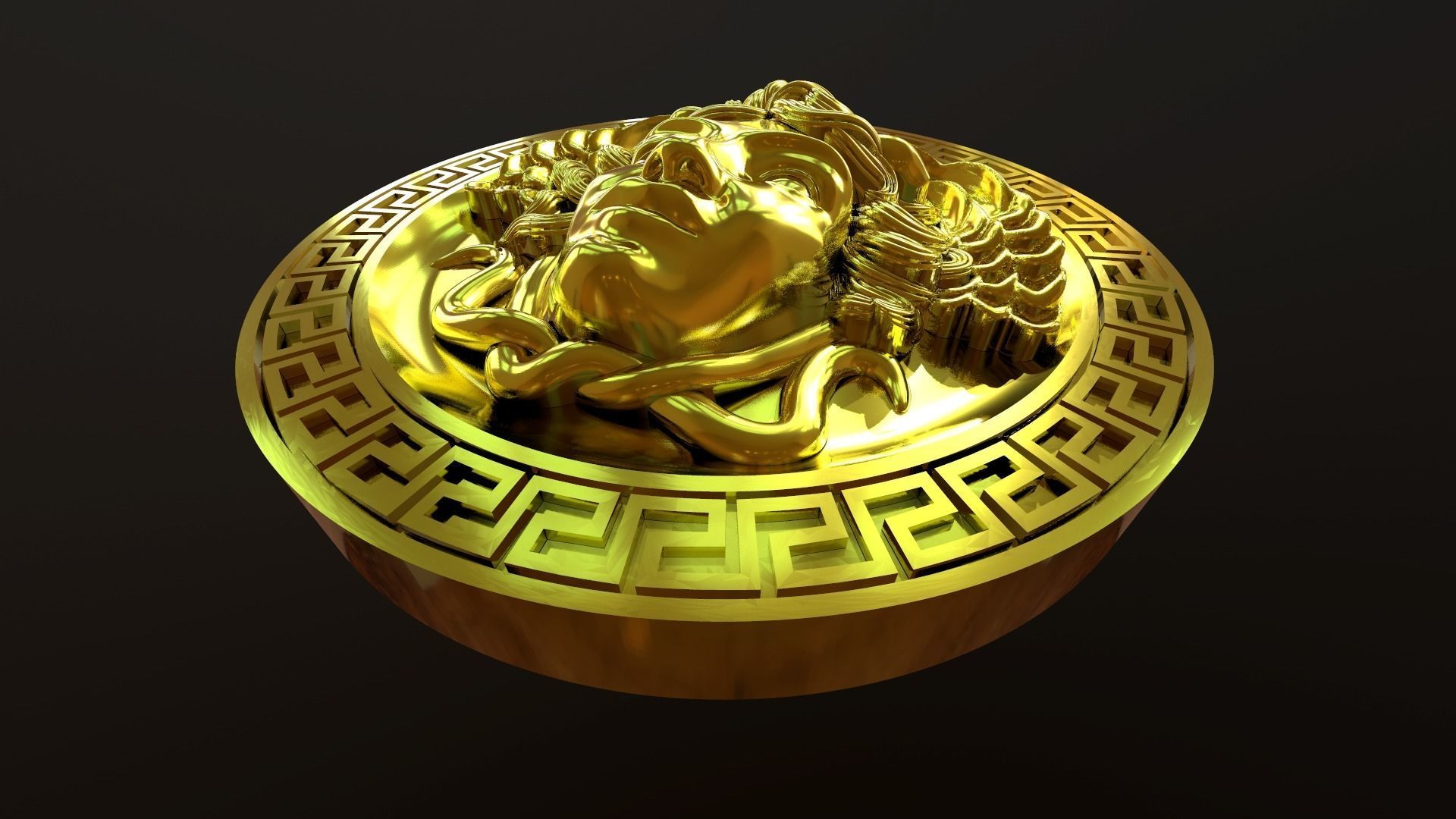 Medusa gold coin with head of 3D print model_1
