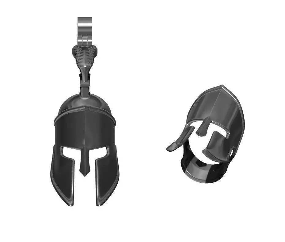 Lot of two models SPARTA Helmet Pendant and Ring  3D print model_0