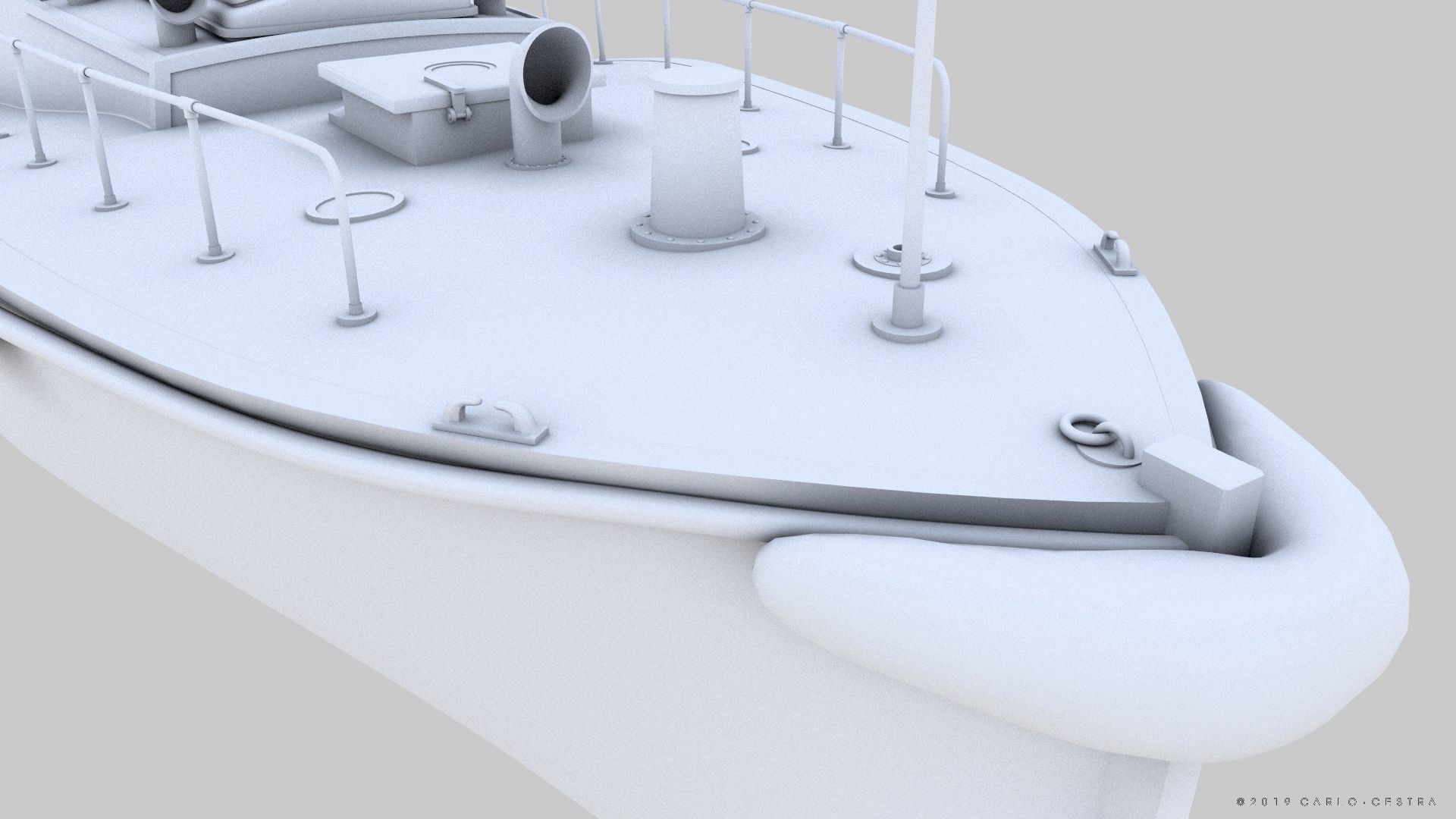 Japanese 11m 60Hp motor boat Low-poly 3D model_28