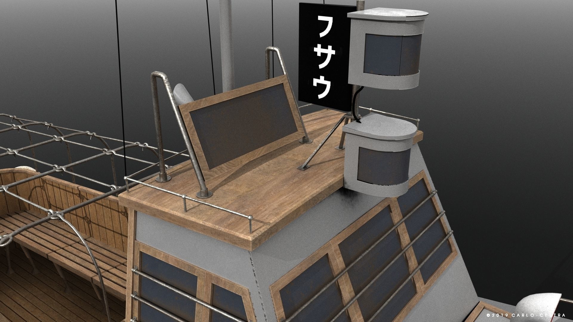 Japanese 11m 60Hp motor boat Low-poly 3D model_6