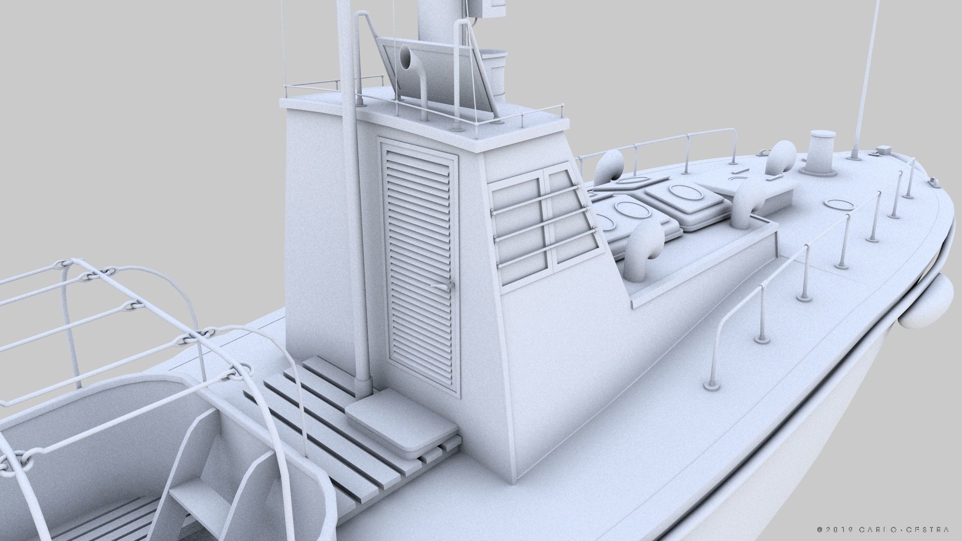 Japanese 11m 60Hp motor boat Low-poly 3D model_21