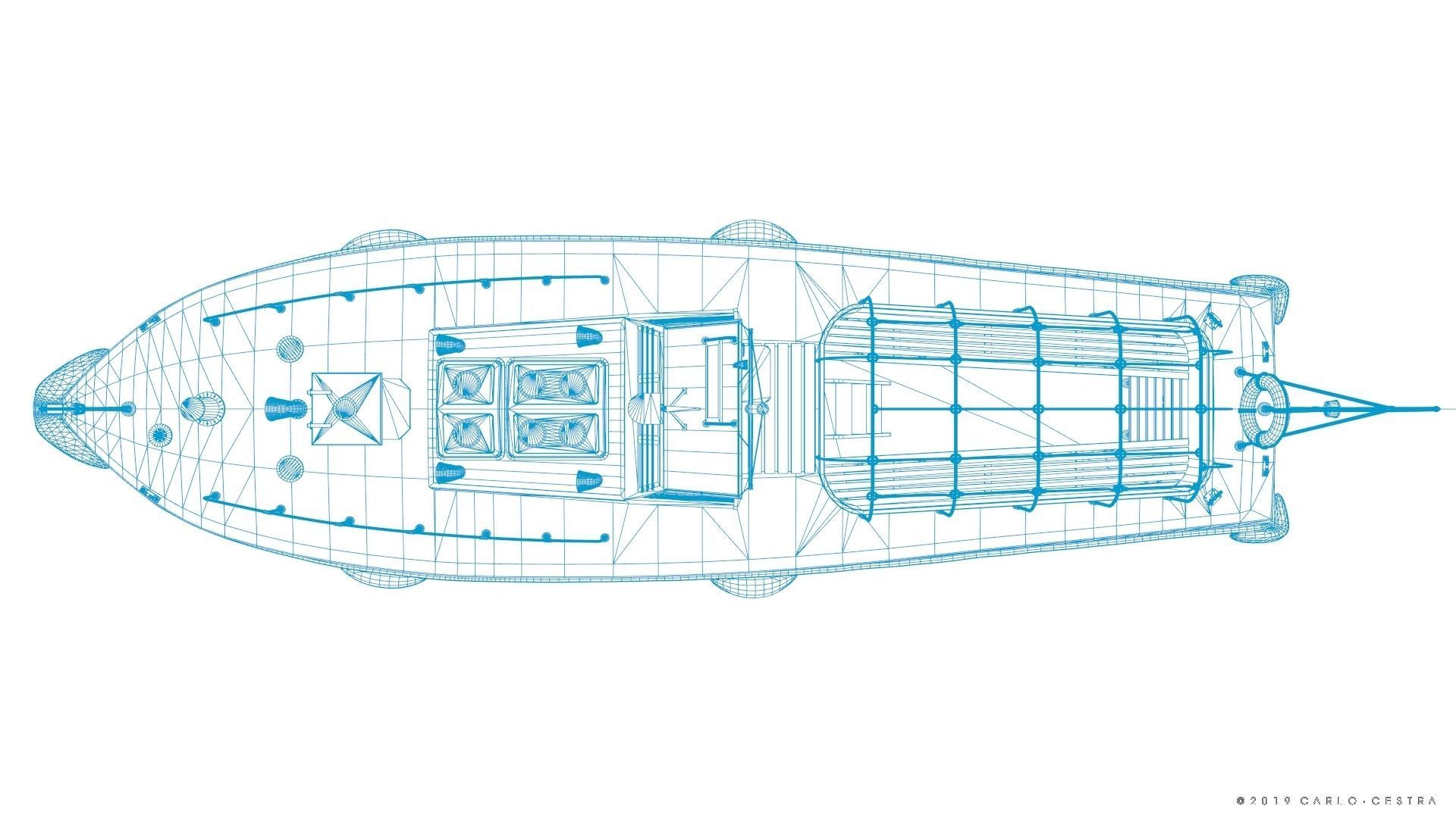 Japanese 11m 60Hp motor boat Low-poly 3D model_46
