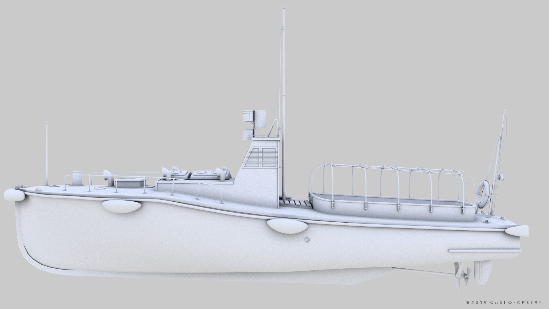 Japanese 11m 60Hp motor boat Low-poly 3D model_24