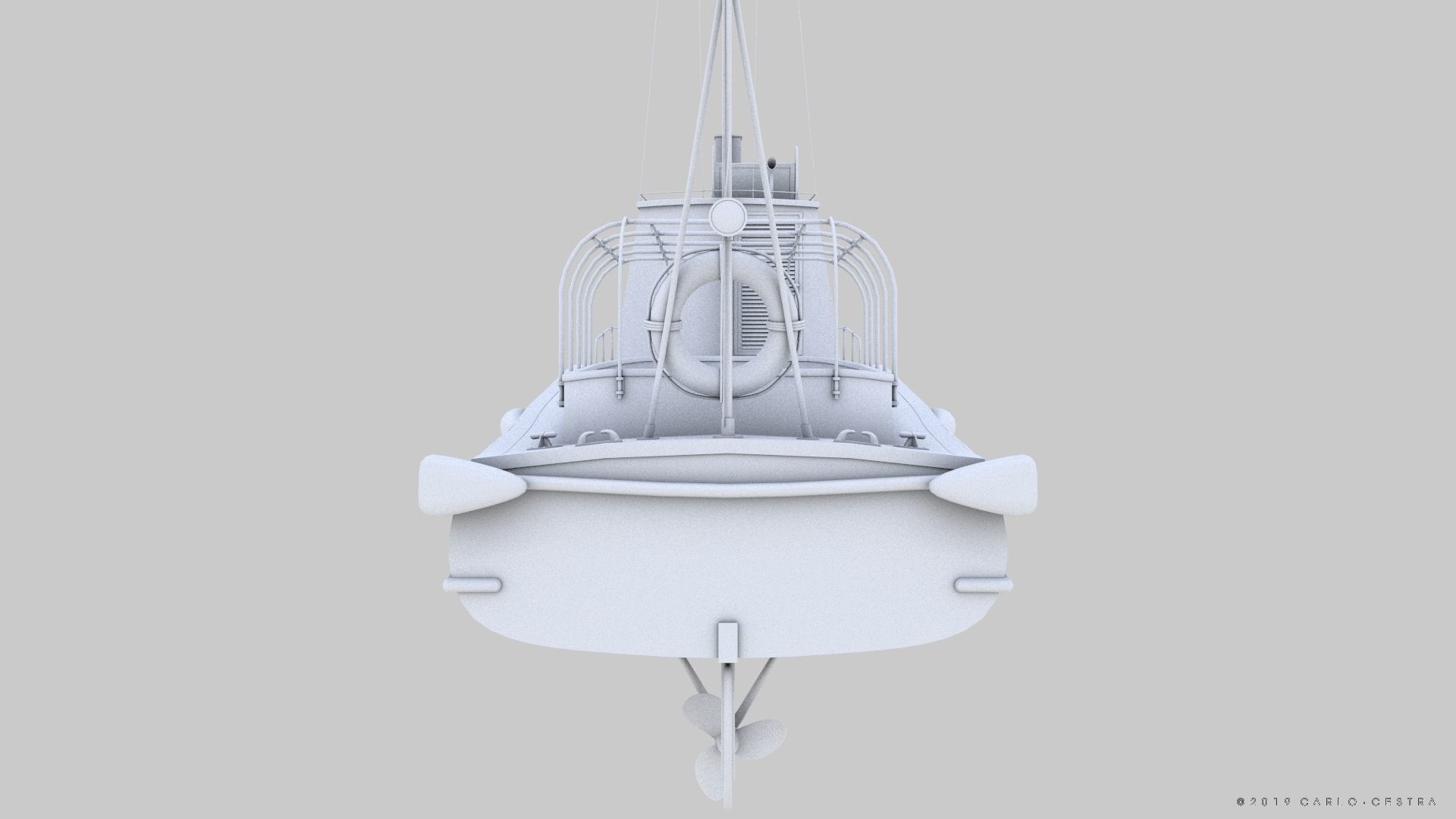 Japanese 11m 60Hp motor boat Low-poly 3D model_26
