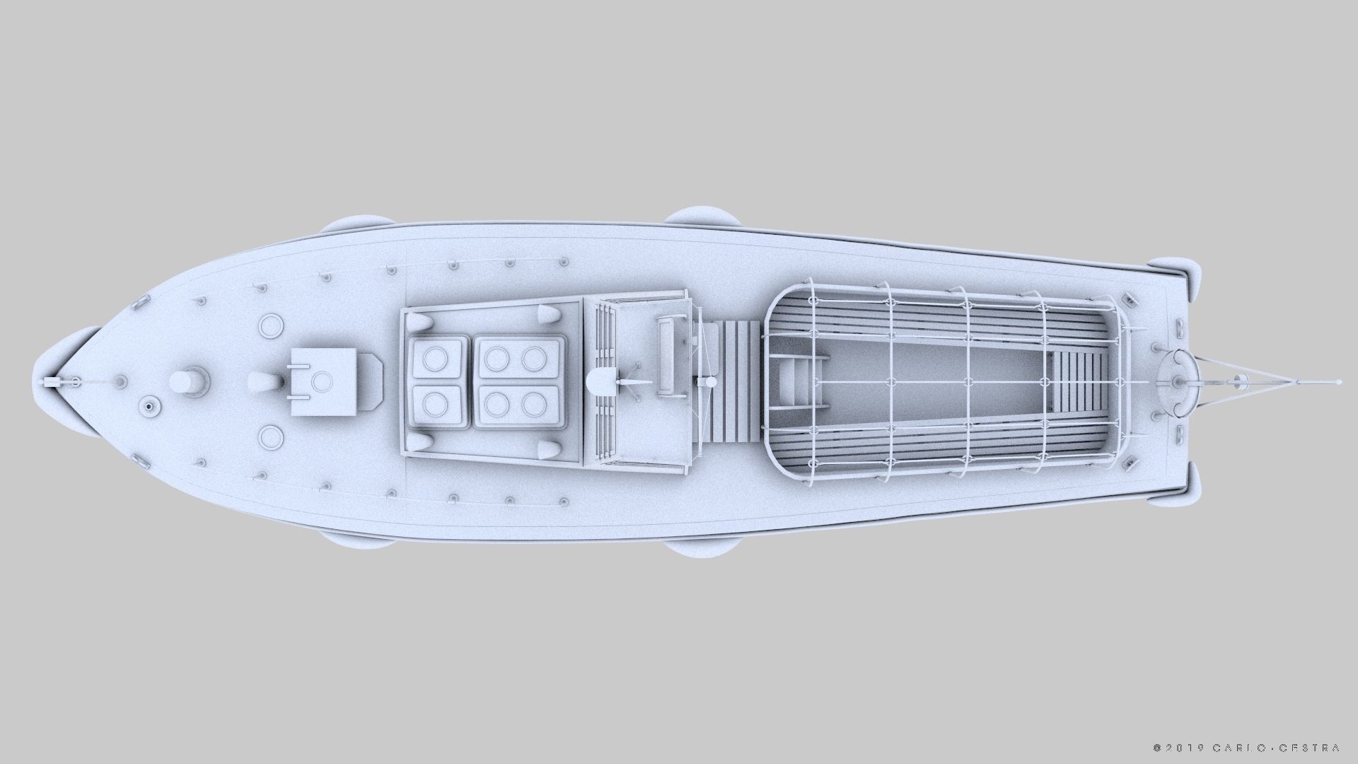 Japanese 11m 60Hp motor boat Low-poly 3D model_31