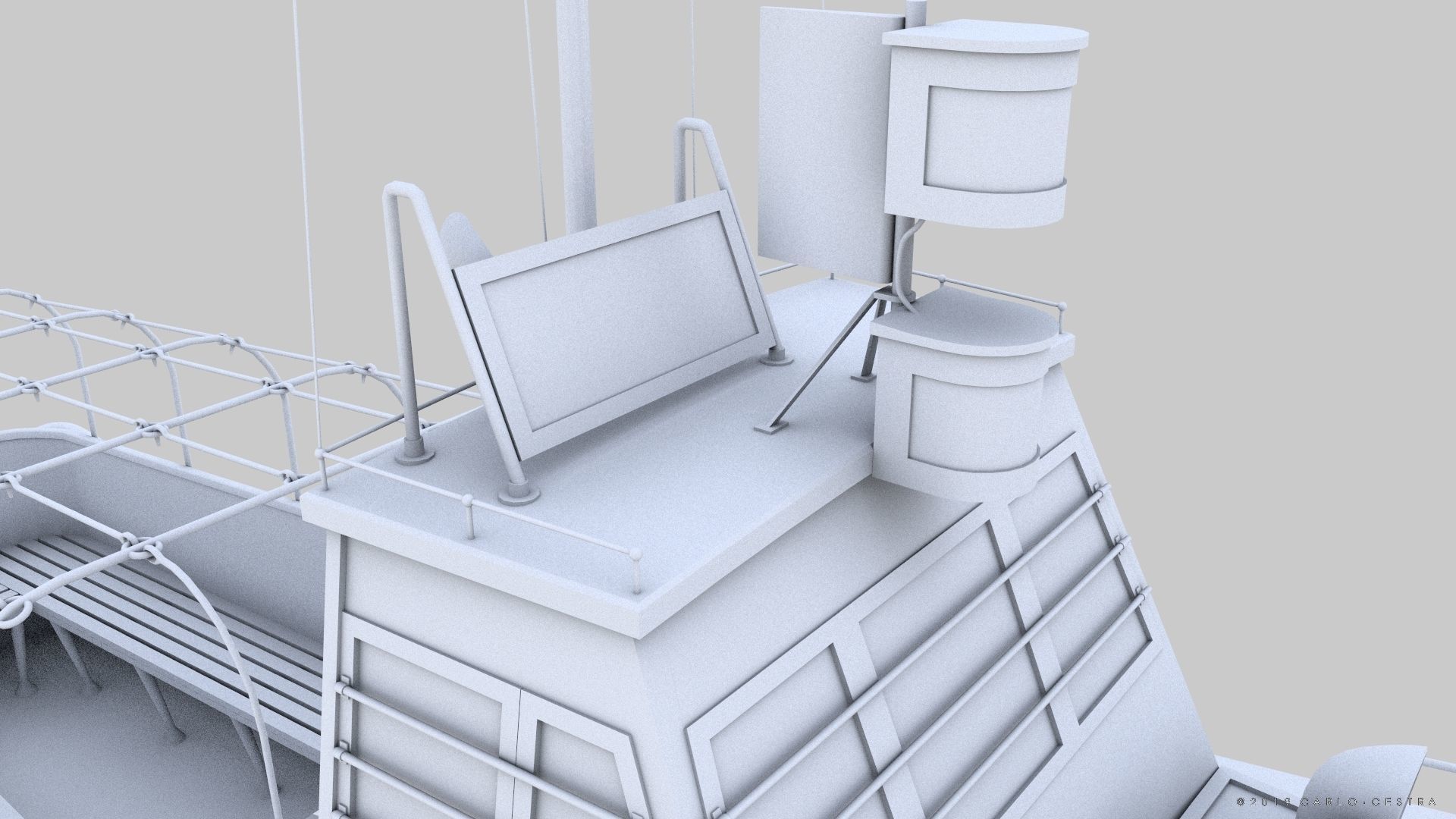 Japanese 11m 60Hp motor boat Low-poly 3D model_23