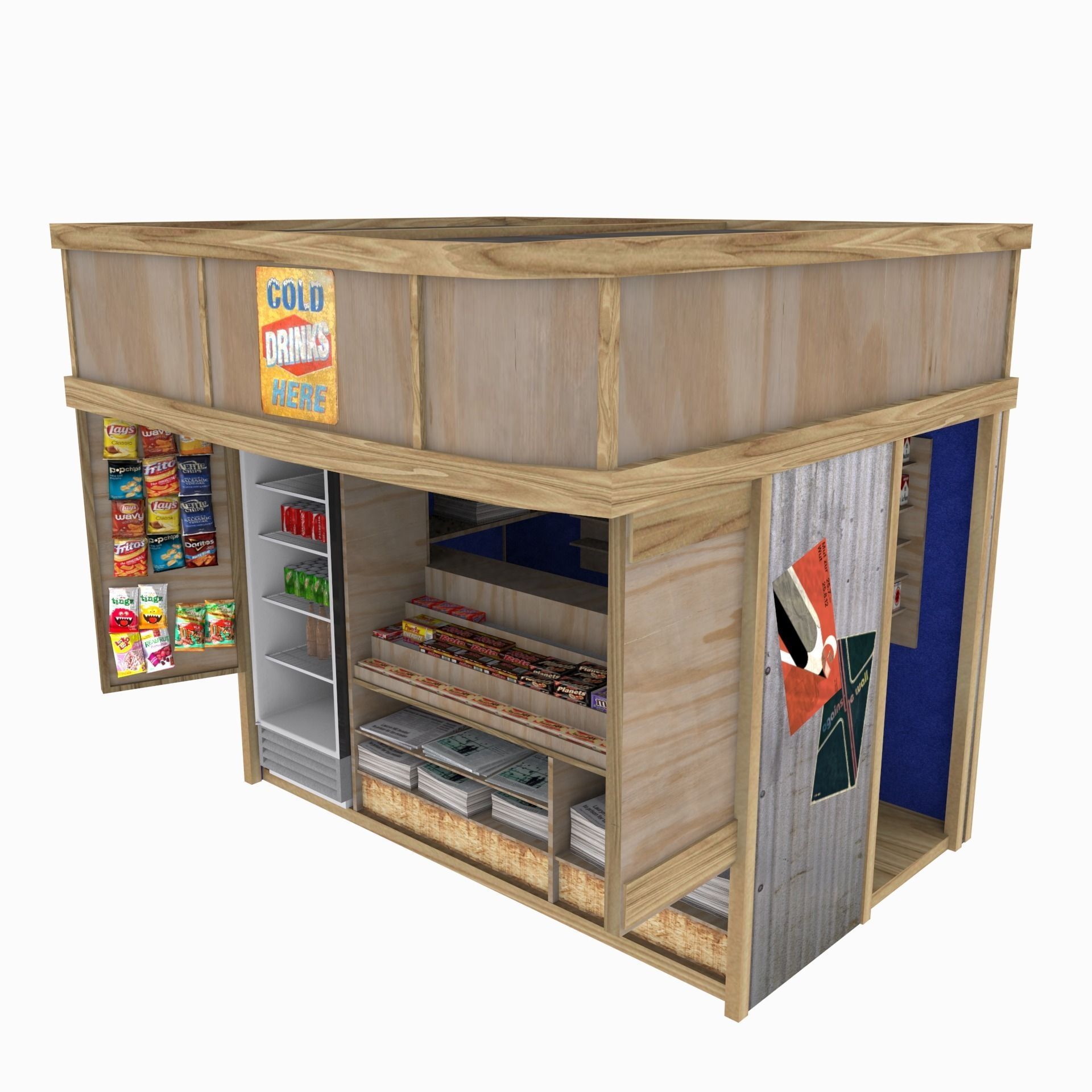 Kiosk textured Low-poly 3D model_2