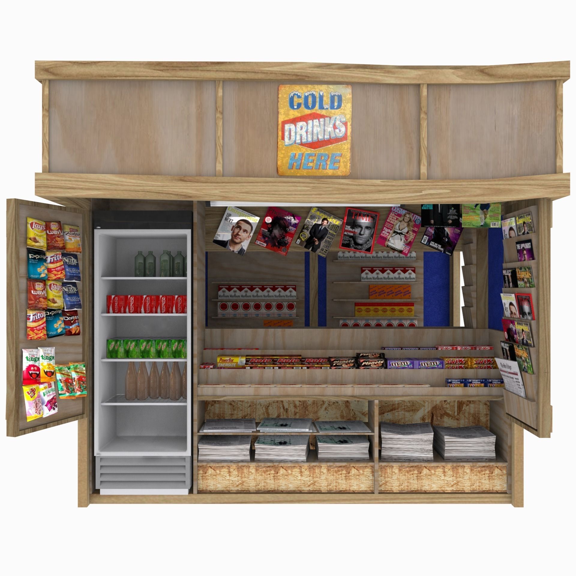 Kiosk textured Low-poly 3D model_5