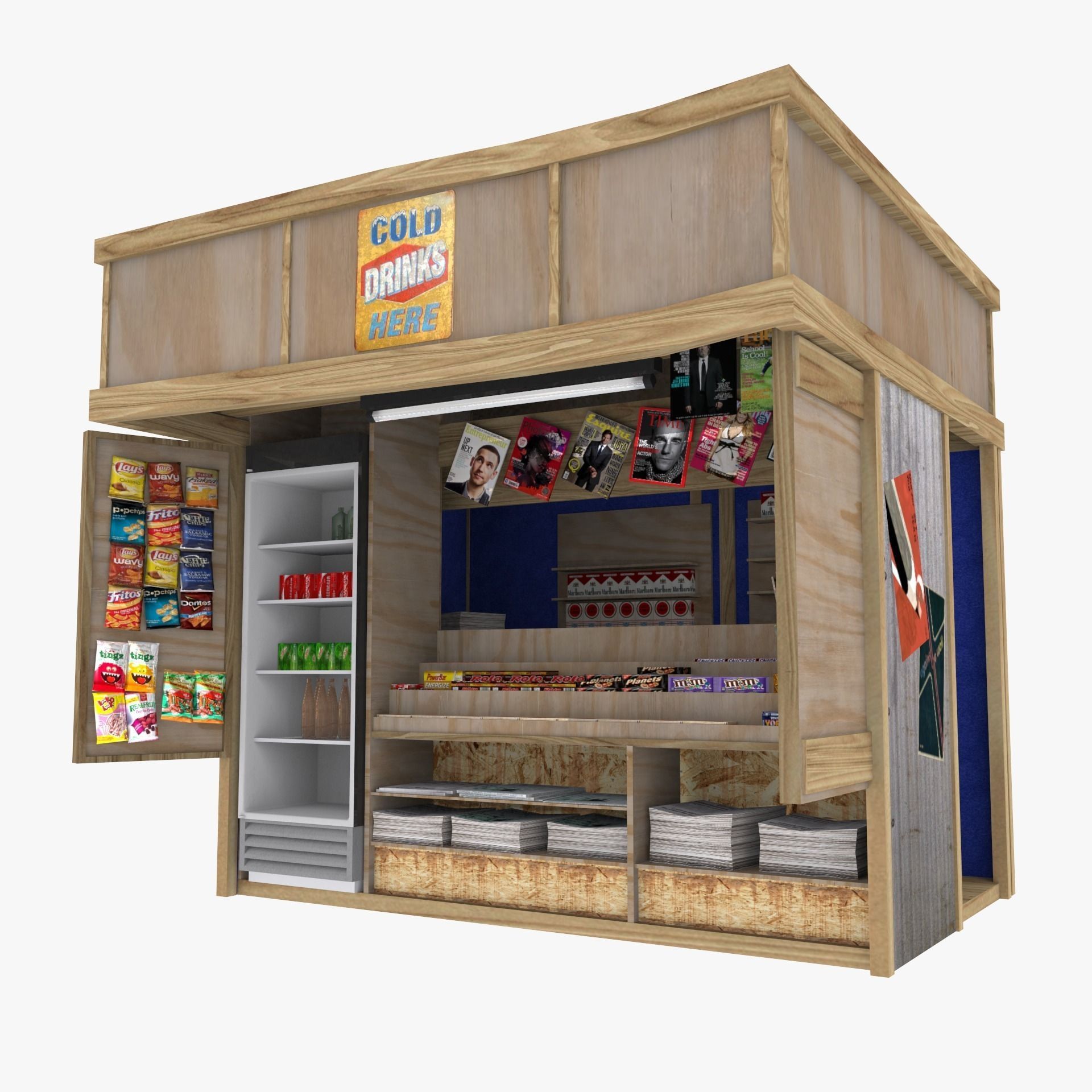 Kiosk textured Low-poly 3D model_0