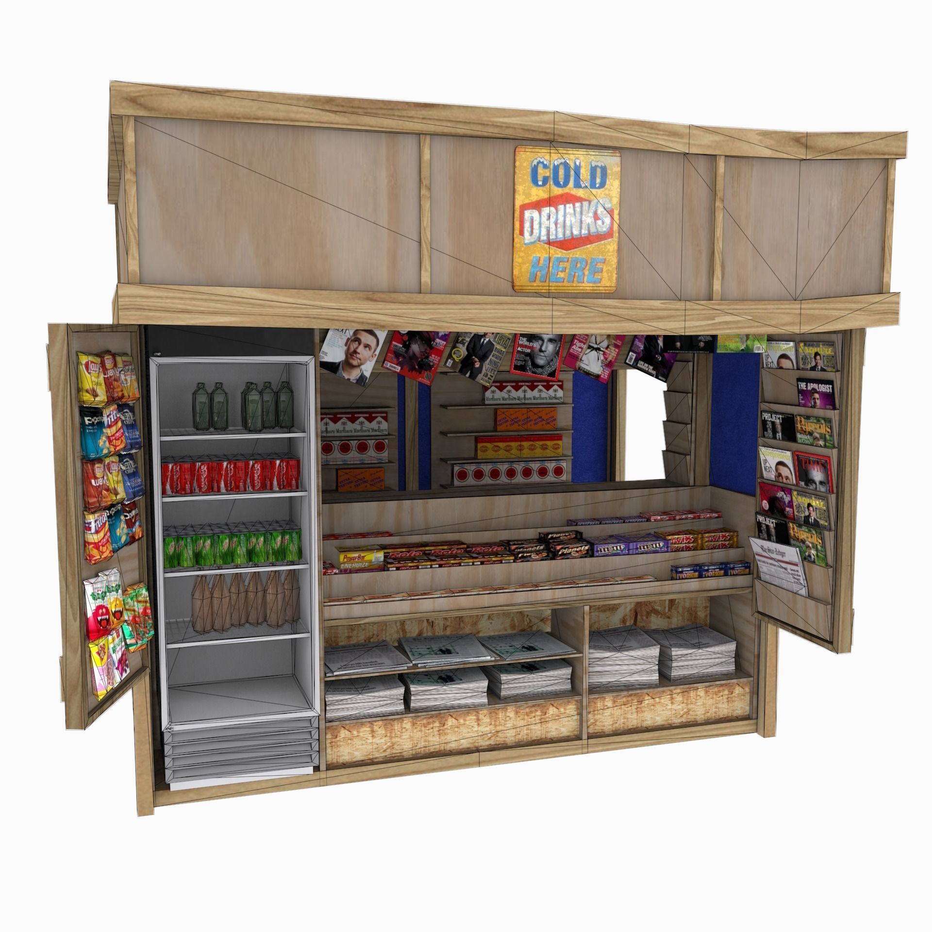 Kiosk textured Low-poly 3D model_9