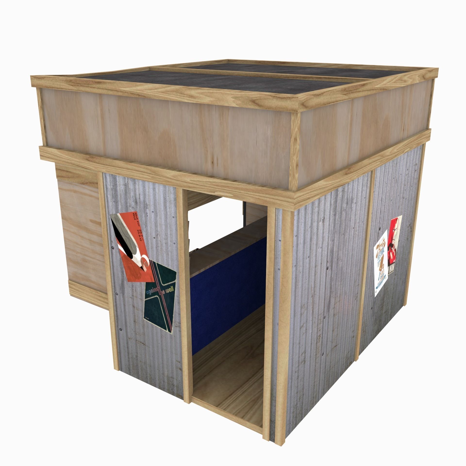Kiosk textured Low-poly 3D model_4