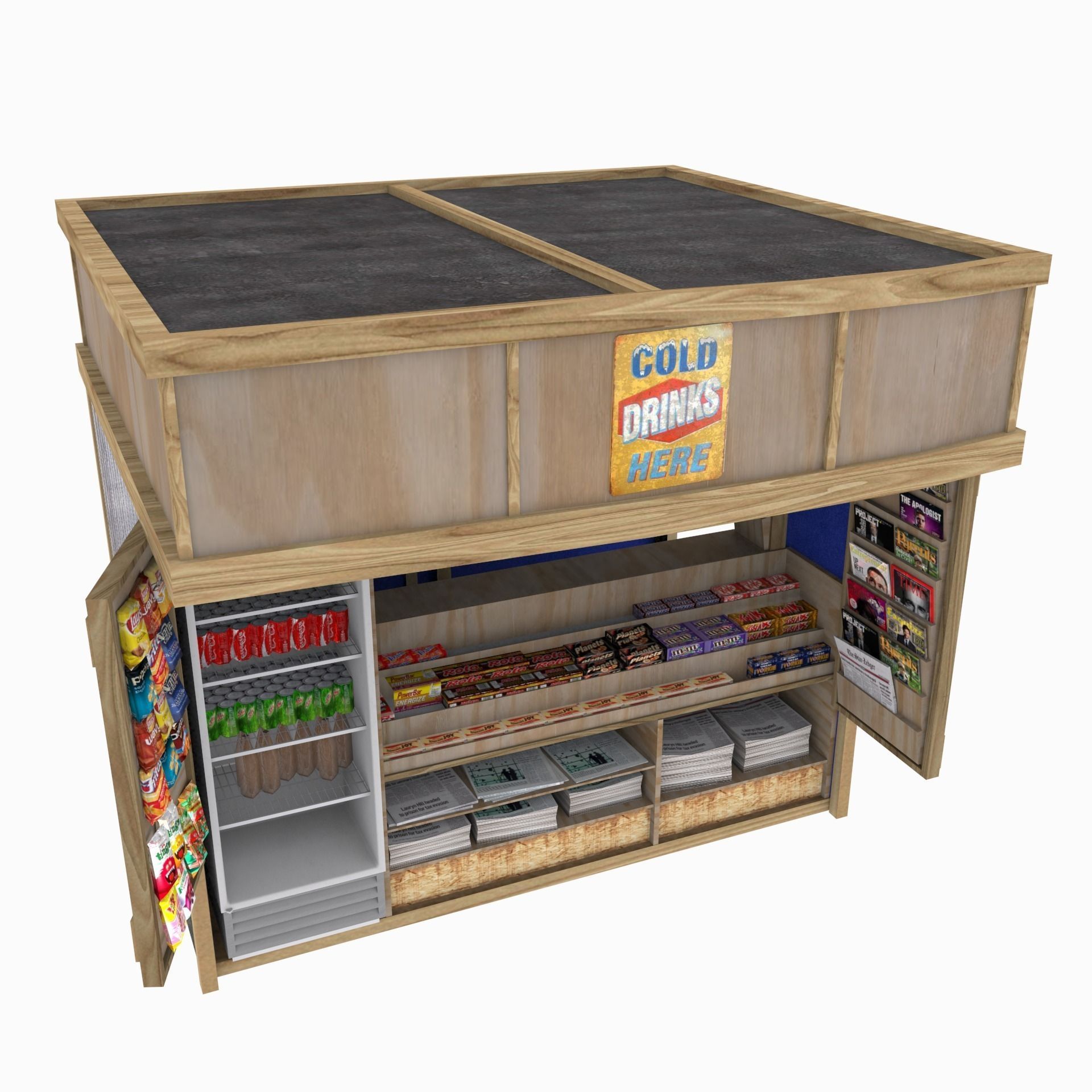 Kiosk textured Low-poly 3D model_8