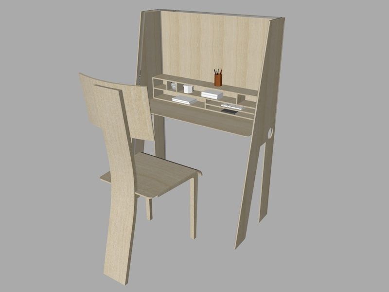 Sudy table and chair 3D model_2