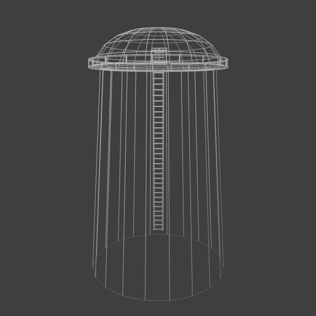 Farm Silo Low-poly 3D model_4