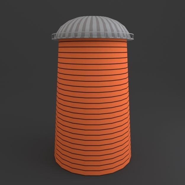 Farm Silo Low-poly 3D model_1
