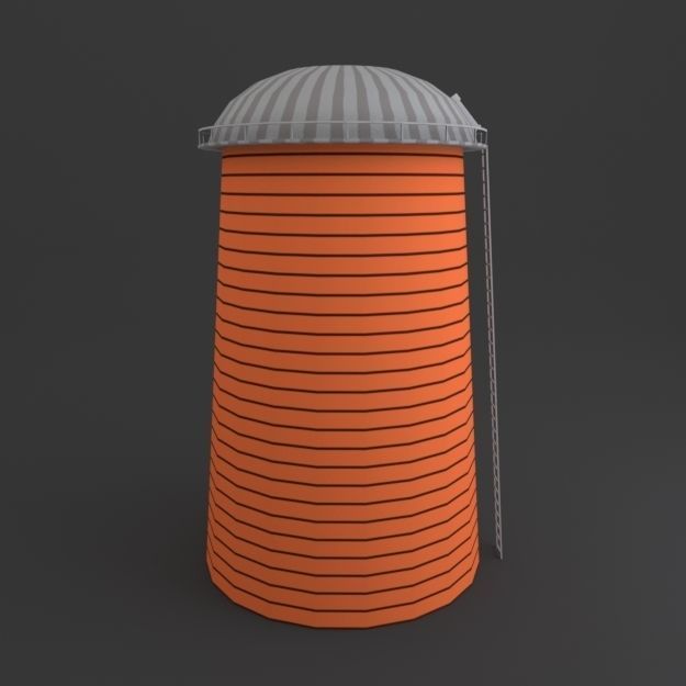 Farm Silo Low-poly 3D model_3