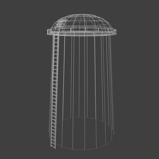 Farm Silo Low-poly 3D model_6