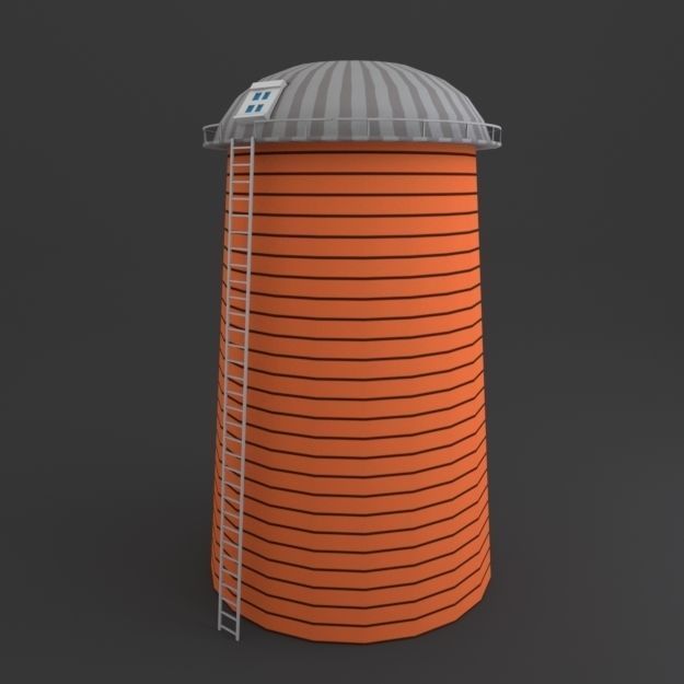 Farm Silo Low-poly 3D model_2