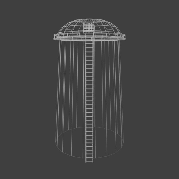 Farm Silo Low-poly 3D model_5
