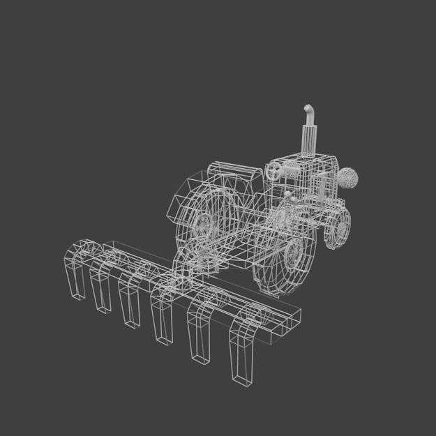 Tractor toy Low-poly 3D model_3