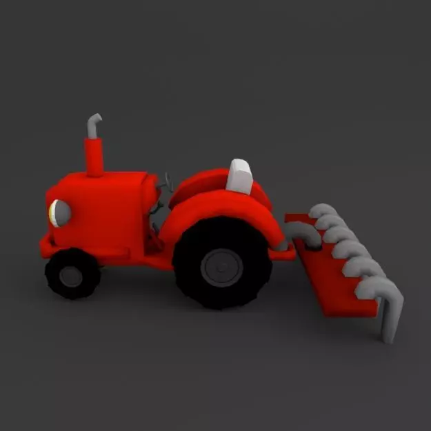 Tractor toy Low-poly 3D model_0