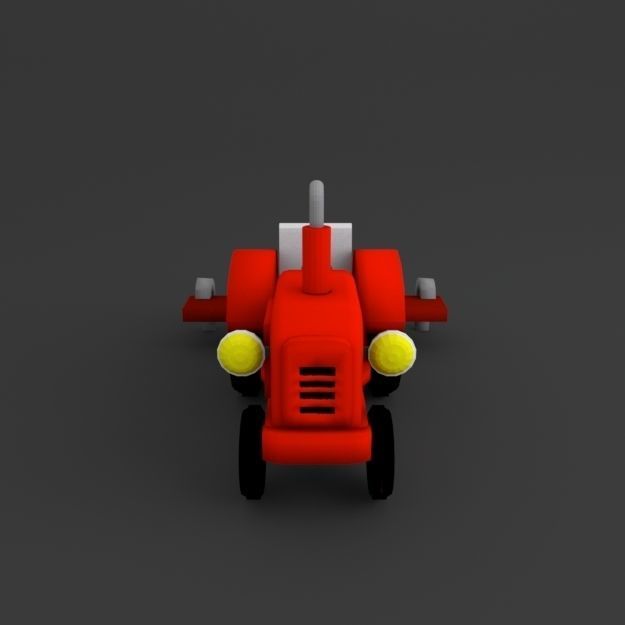 Tractor toy Low-poly 3D model_2