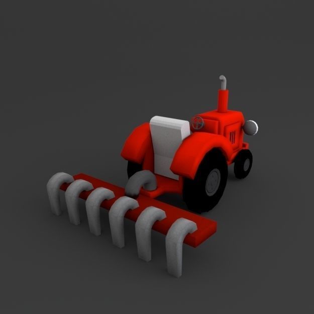 Tractor toy Low-poly 3D model_1