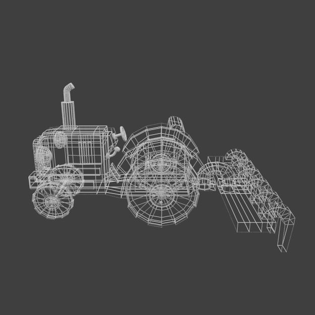 Tractor toy Low-poly 3D model_6