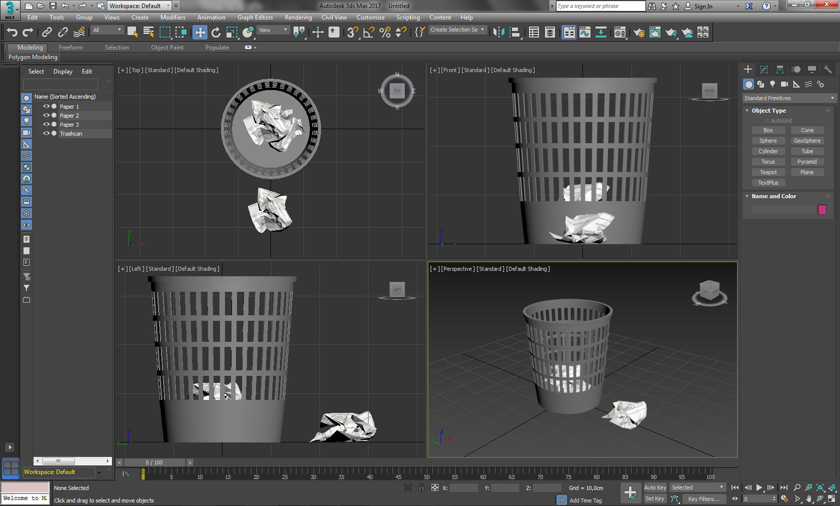 Paper bin 1 Lowpoly Low-poly 3D model_5