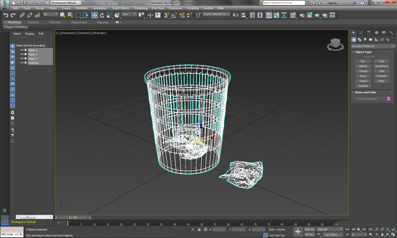 Paper bin 1 Lowpoly Low-poly 3D model_7