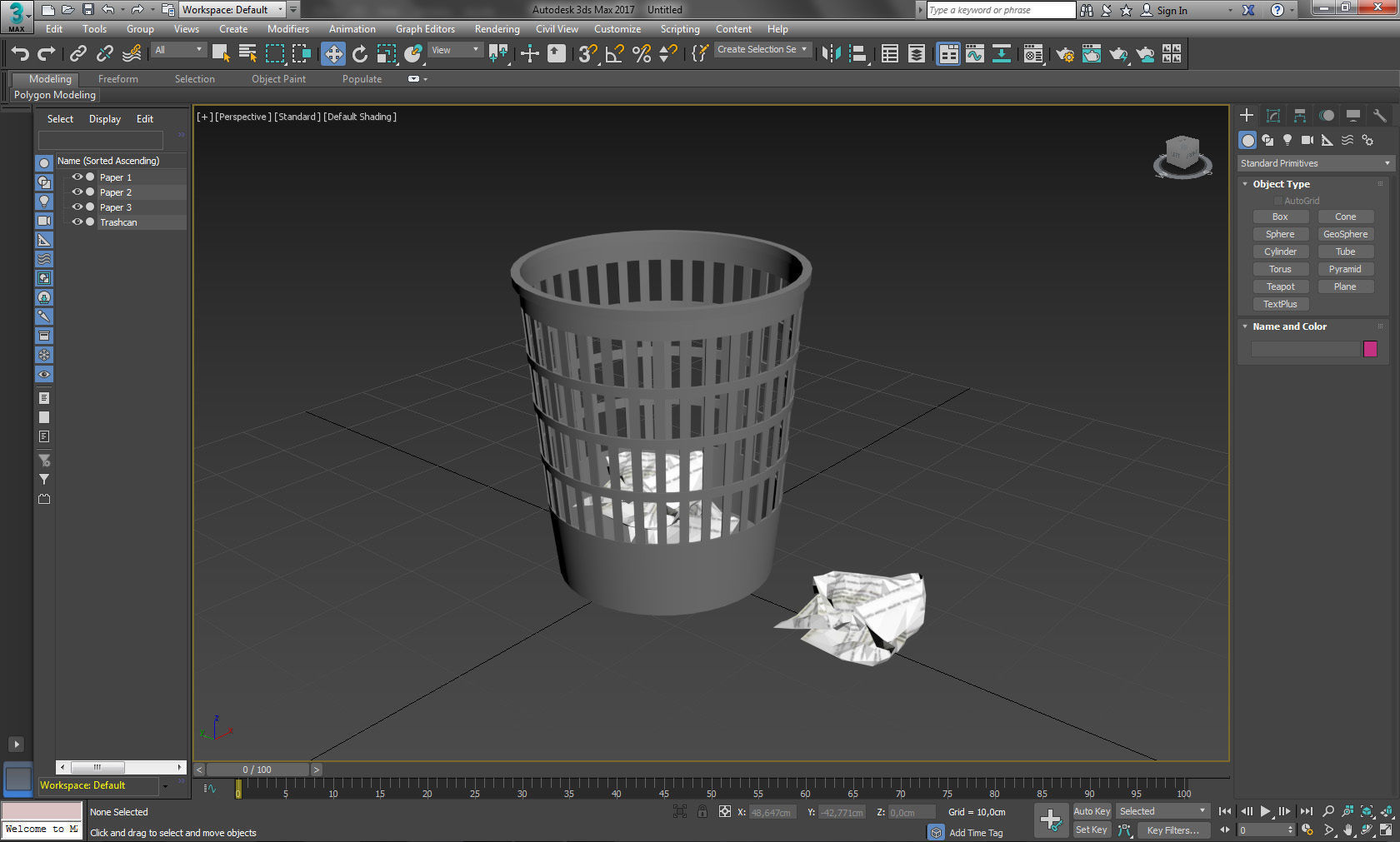 Paper bin 1 Lowpoly Low-poly 3D model_6