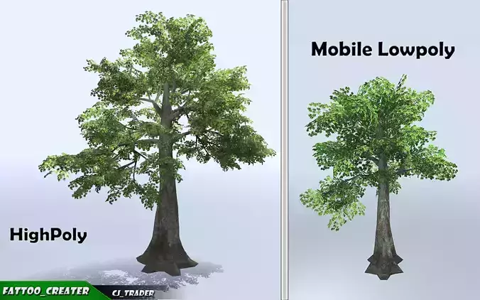 Kapok Tree Mobile Low Poly 3d model Low-poly 3D model